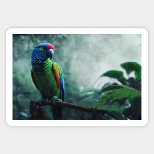 Parrot in a Rainy Jungle Sticker